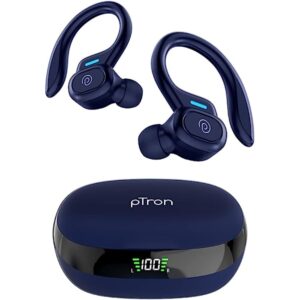 PTron Newly Launched Bassbuds Sports V3 Wireless in-Ear Blue