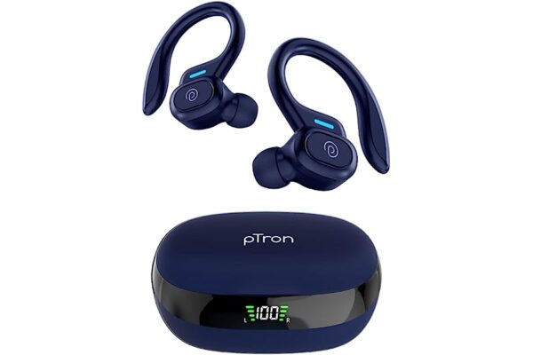 PTron Newly Launched Bassbuds Sports V3 Wireless in-Ear Blue