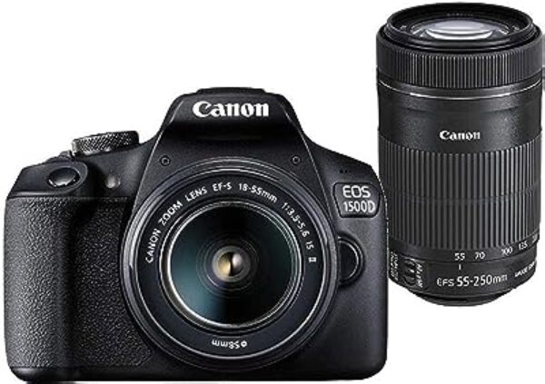 Canon EOS 1500D DSLR Camera Black 24.1MP 18-55mm 55-250mm