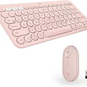 Logitech K380 Bluetooth Keyboard with M350 Pebble Mouse (Rose)