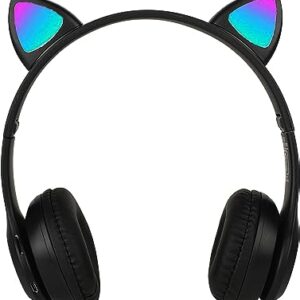 ROXO P47M Wireless Bluetooth Cat Ear Headphones (Black)