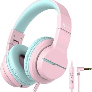 iClever Kids Headphones Girls Microphone Pink