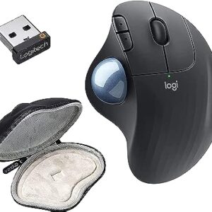 Logitech Ergo M575 Wireless Trackball Mouse (Graphite) + Vexko Mouse Travel Case