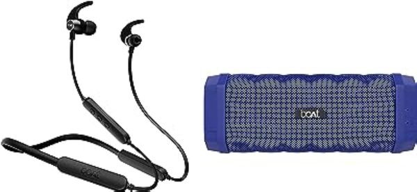 boAt Stone 650 Bluetooth Speaker Blue & Rockerz 255 Pro+ Bluetooth Neckband