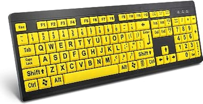 BOOGIIO Large Print USB Keyboard (Yellow+Black)