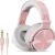 OneOdio Pro-10 Over Ear Headphone, Wired DJ Bass Headsets with 50mm Driver, Foldable Lightweight Hi-res Headphones with Shareport and Mic for Recording Monitoring Podcast Guitar PC TV(Grey Pink)