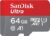 SanDisk Ultra® microSDXC UHS-I Card, 64GB, 140MB/s R, 10 Y Warranty, for Smartphones