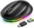 seenda Type C Wireless Mouse with Jiggler Built-in, Rechargeable Light Up Mouse Undetectable Mouse Mover with USB and Type C Adaptor for MacBook, Windows, Laptop, Computer-Black